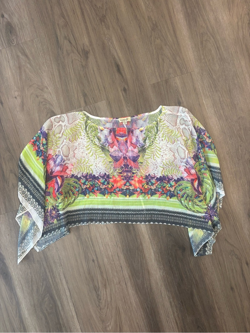 ONE WORLD Vibrant Floral Sheer Poncho